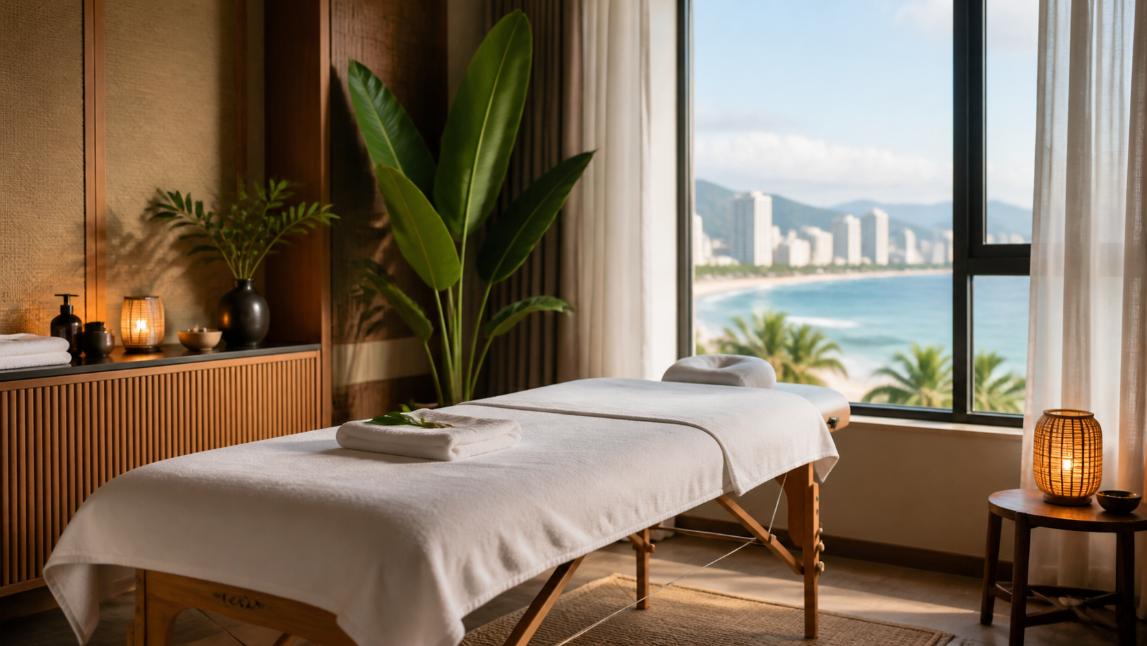 An elegant, neutral wellness room prepared for comparing spa and hotel massage options in Da Nang